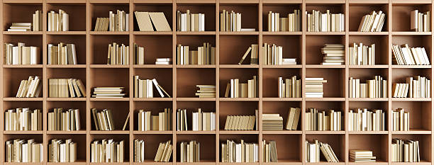 istock Bookcase containing cubed shelves full of books 154063230