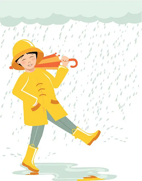 Vector illustration of Playing in the Rain