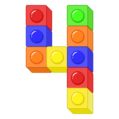 Block Number 4 In Colorful Blocks Drawing Stock Illustration - Download
