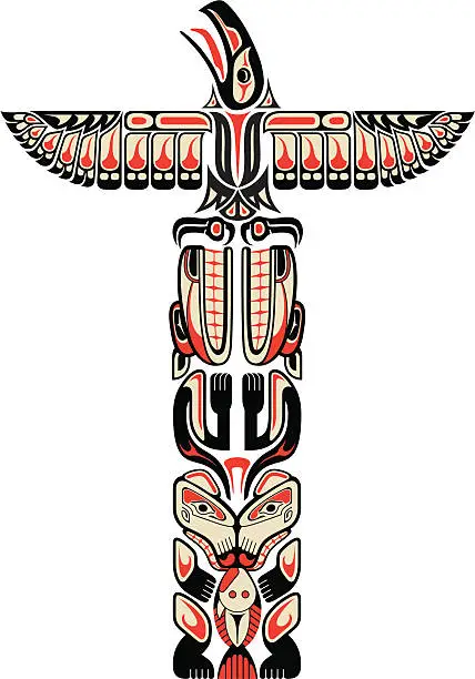 Vector illustration of Haida style totem pattern