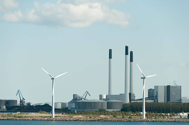 istock Power plant and wind turbines 154065981
