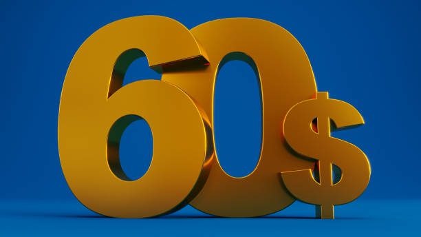 istock golden sixty dollars isolated on colored blue background, 1540666724