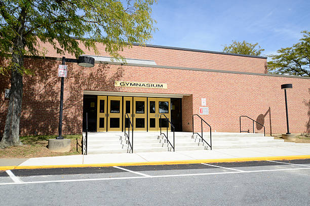 gymnasium entrance stock photo