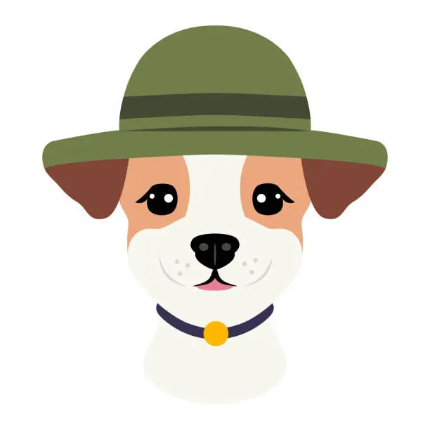 Vector illustration of Cartoon Jack Russel Terrier Puppy In The Hat
