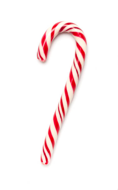 Christmas lollipop isolated on white background, top view