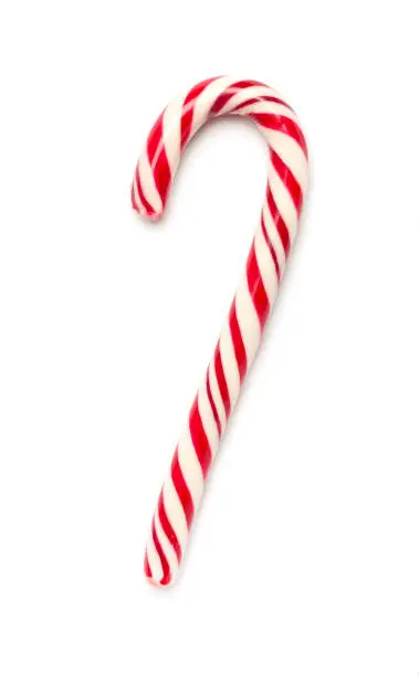 Christmas lollipop isolated on white background, top view.