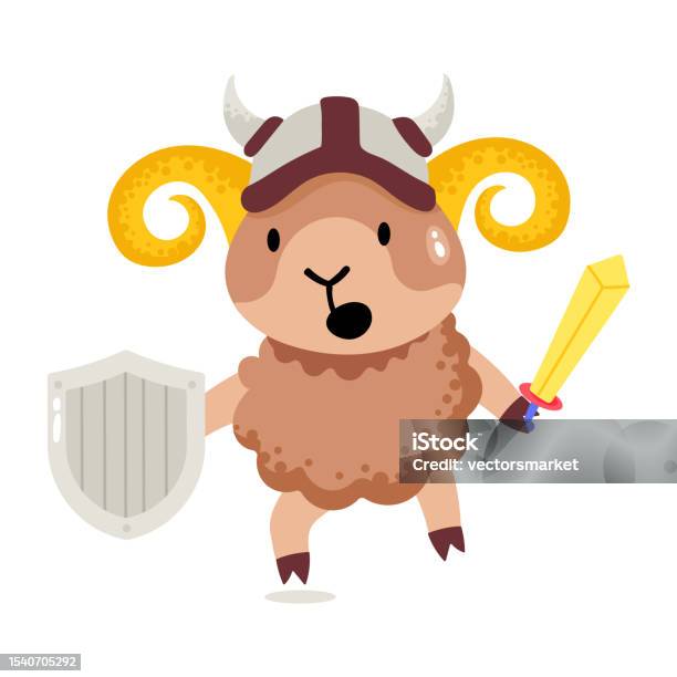 An Aries Warrior Flat Vector Stock Illustration - Download Image Now ...