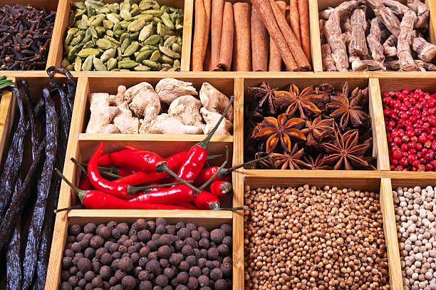 istock spices and herbs in wooden box 154070841
