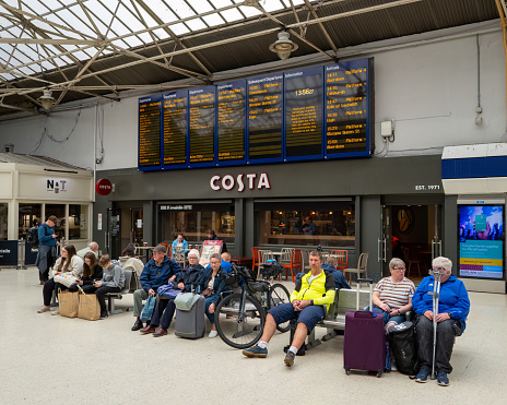 13 July 2023. Inverness City,Highlands and Islands,Scotland. This is people waiting for their train in Inverness railway Station.