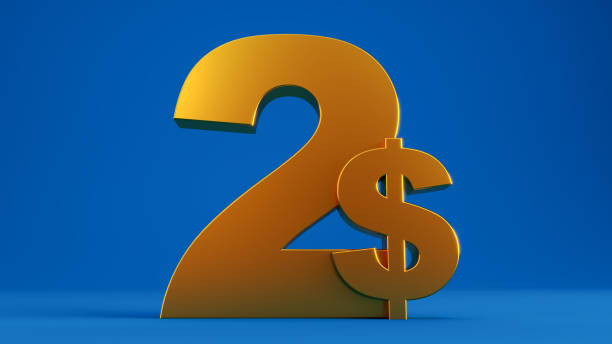 istock golden two dollars isolated on colored blue background, 1540716329