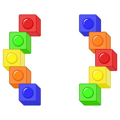 Block Symbol mark in colorful blocks drawing