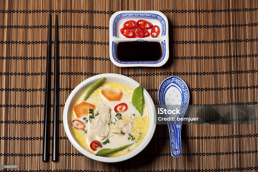 tom kha thorns Pregnant Tom Kha Gai Soup Chicken Meat Stock Photo