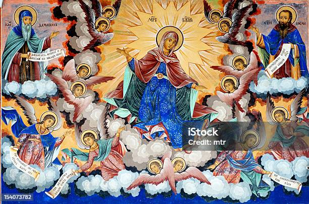 Virgin Mary Fresco In Rila Monastery Bulgaria Stock Photo - Download Image Now - Architectural Dome, Architecture, Bulgaria