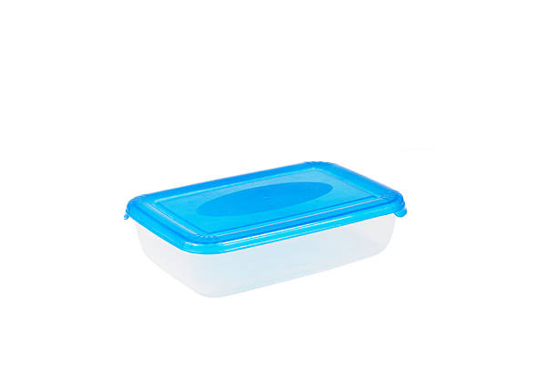 istock transparent plastic container with a blue lid for food storage 154074032