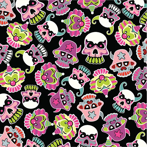Vector illustration of texture with skulls