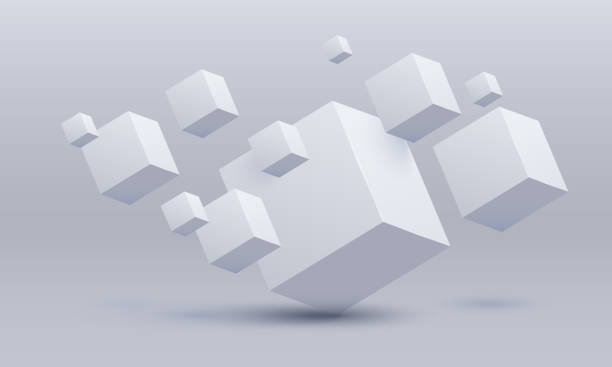 istock White and lavender cubes. Box. Vector illustration. Vector illustration of 3d cubes, Flying cubes, abstraction from three-dimensional figures, space with cubes, 3d objects 1540773163