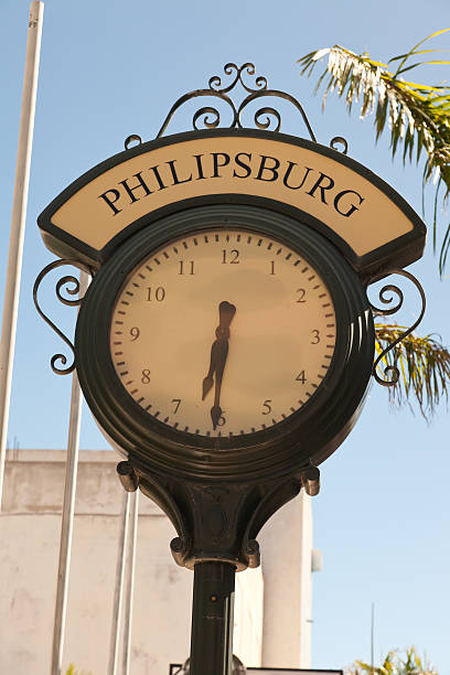 istock Street Clock in Philipsburg, St. Maarten, Caribbean 154078259