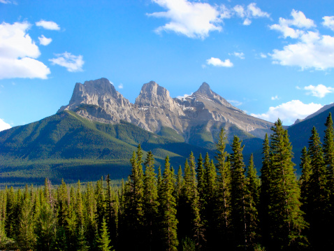Famous Three Sisters peaks near Canmore, Alberta