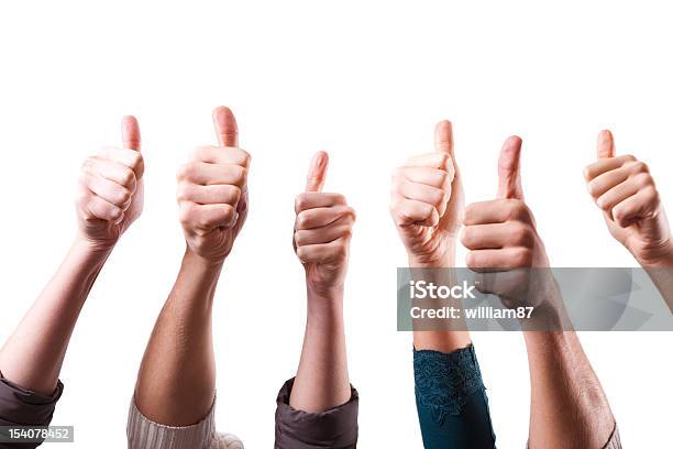 Thumbs Up On White Background Stock Photo - Download Image Now - Thumbs Up, Enjoyment, White Background