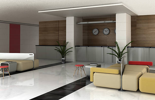 istock interior of the hotel with a lounge area and reception 154078845