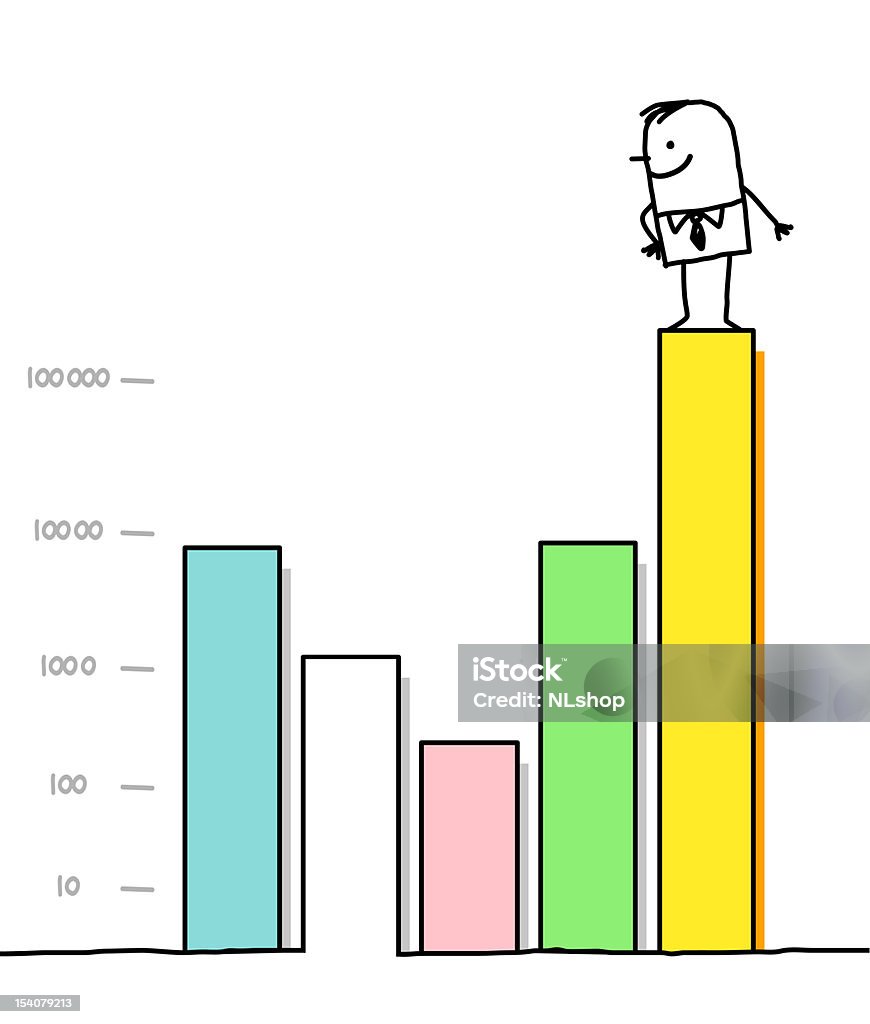 Biznesmen & statystyki Wykres - Grafika wektorowa royalty-free (Dane)