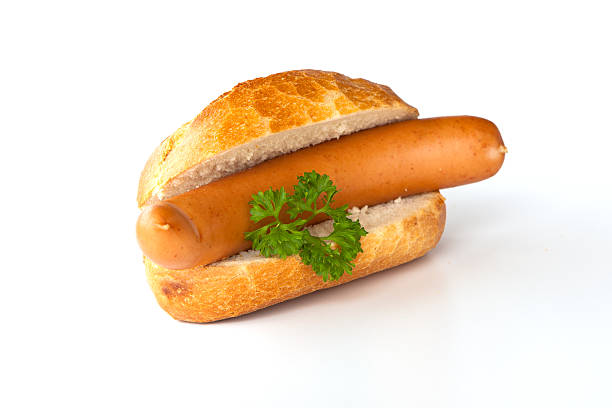 bockwurst, salchichas, pan y perejil - sausage knackwurst food bratwurst fotografías e imágenes de stock