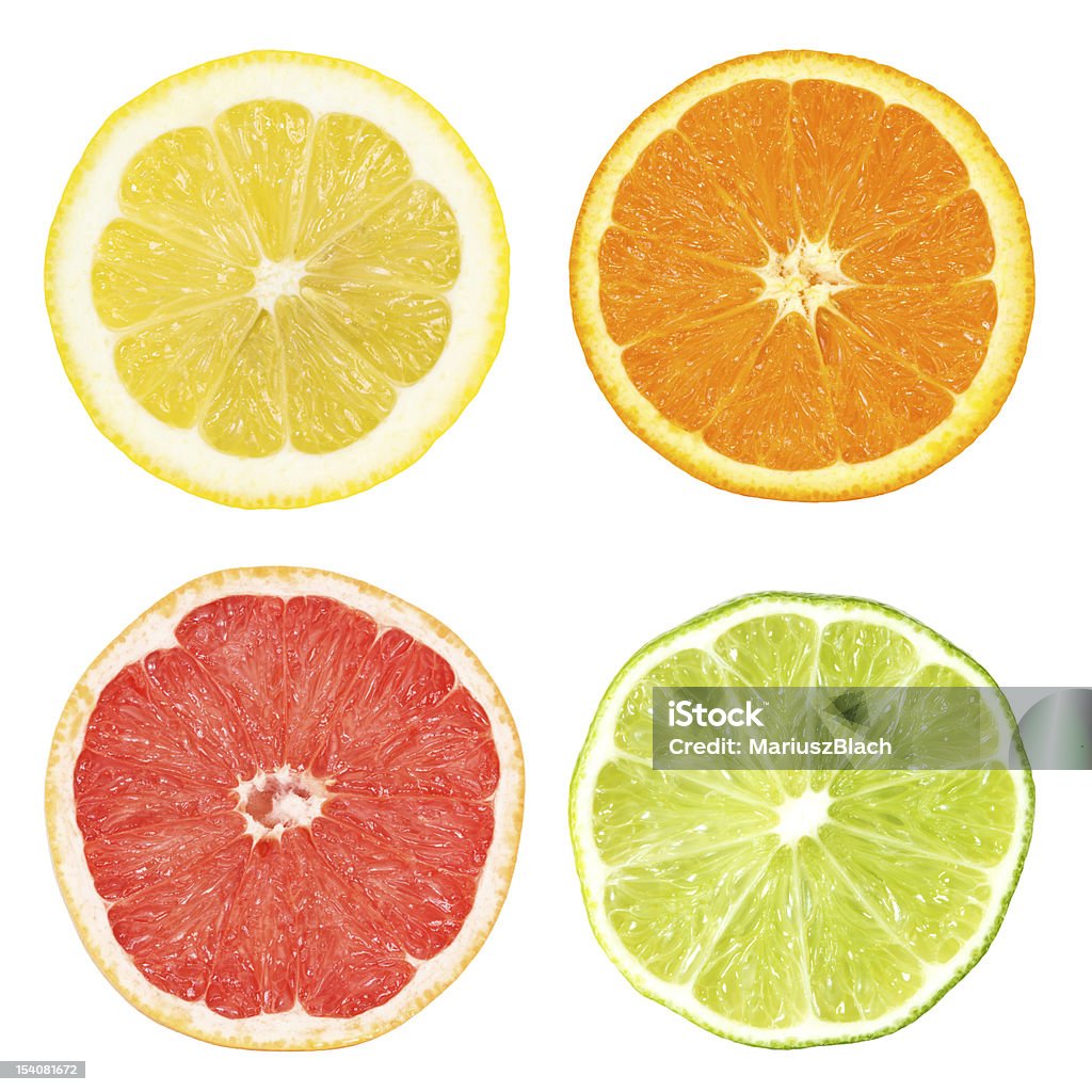 citrus slices slices of lemon, orange, grapefruit and lime Lemon - Fruit Stock Photo