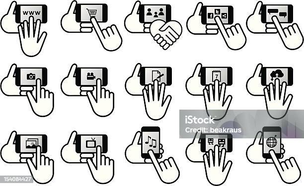 Smartfony Z Rękami - Stockowe grafiki wektorowe i więcej obrazów Aparat fotograficzny - Aparat fotograficzny, Aplikacja mobilna, Dane