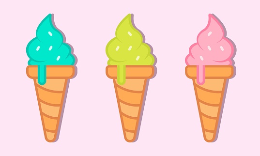 Set of many ice creams of different kinds.