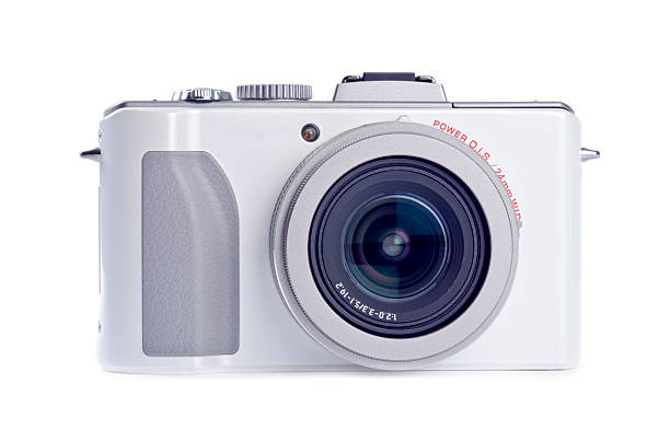 macchina fotografica digitale isolato su bianco - fotocamera compatta foto e immagini stock