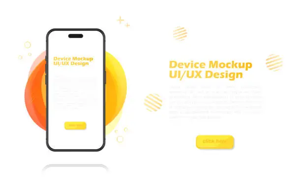 Vector illustration of Smartphone blank screen, phone mockup. Template for infographics or presentation UI design interface.