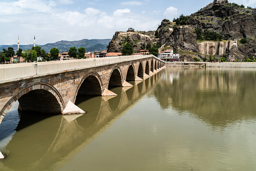 Koyunbaba Bridge is a stone arch bridge that crosses the Kızılırmak River in Çorum, Turkey. Built between 1484 and 1489, it is the longest stone arch bridge built in Anatolia during the Ottoman rule.