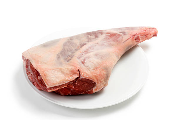 raw coscia di agnello - lamb isolated meat animal bone foto e immagini stock