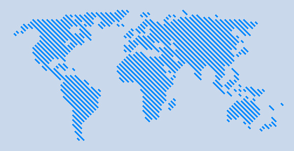 World map angled line pattern.