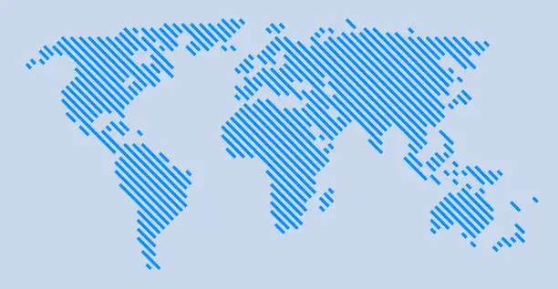 Vector illustration of World Map Angled Line Pattern
