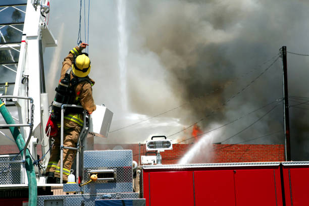 Fire engine speeding in Los Angeles, motion blur.