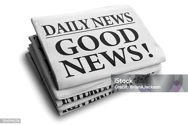 Boas Notícias Diárias De Primeira Página De Jornal - Fotografias de stock e mais imagens de Boa Notícia - Boa Notícia, Jornal, Vista de Cima para Baixo
