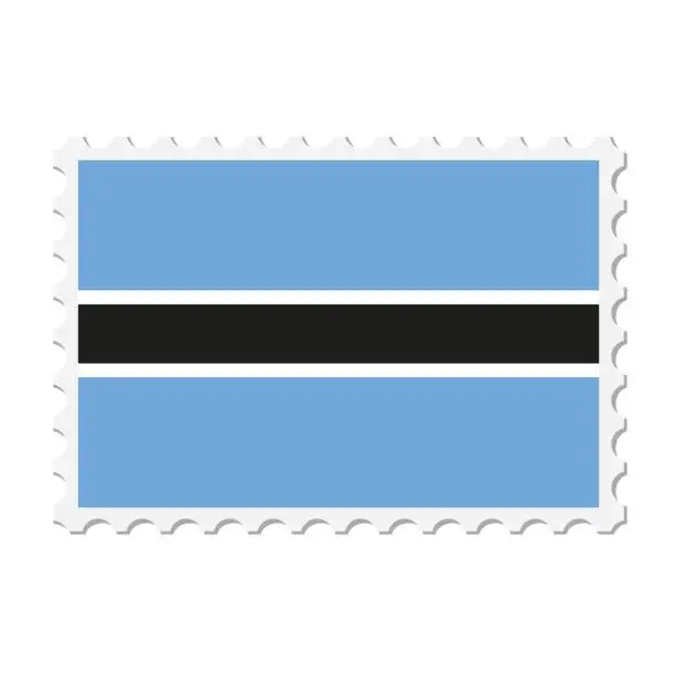 Vector illustration of Botswana postage stamp. Postcard vector illustration with Botswanan national flag isolated on white background.