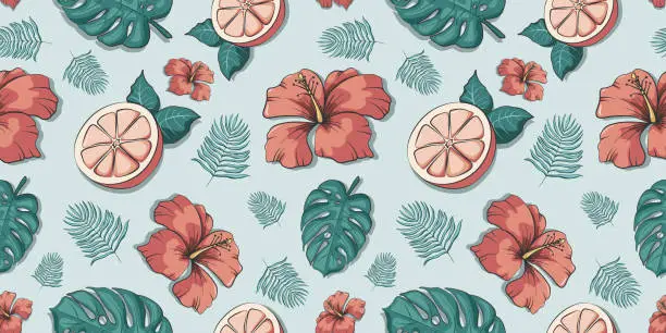 Vector illustration of Tropical vector seamless pattern.