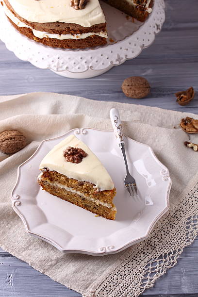 istock Carrot cake with cream cheese frosting 154096045