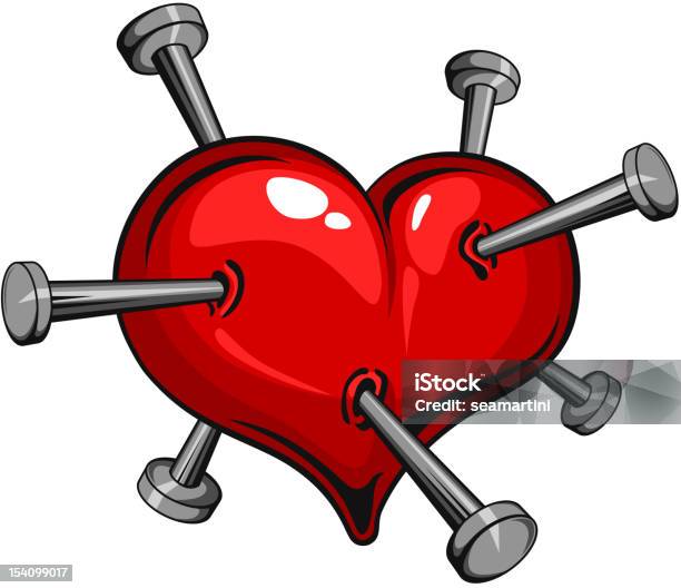 Heart With Nails Design Stock Illustration - Download Image Now - Abstract, Allegory Painting, Art