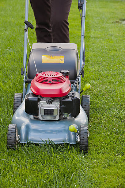 istock Pushing lawn mower Mowing the grass 154099465