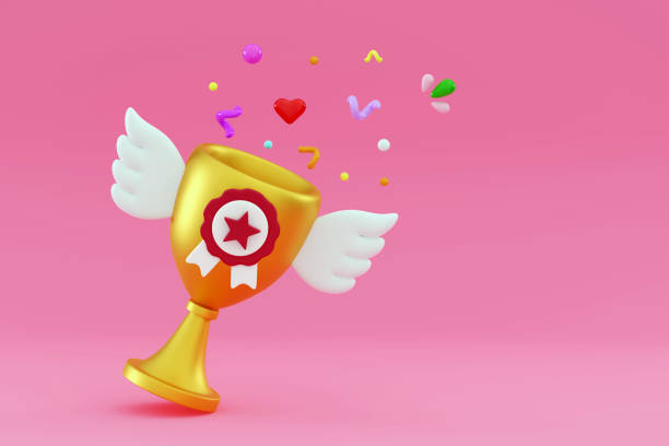 istock 3D Trophy with wings Winner prize and success concept 1541003822
