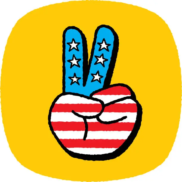 Vector illustration of Peace Sign USA Doodle 4