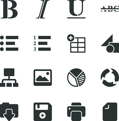 Document Editor Tool Silhouette Vector File Icons.
