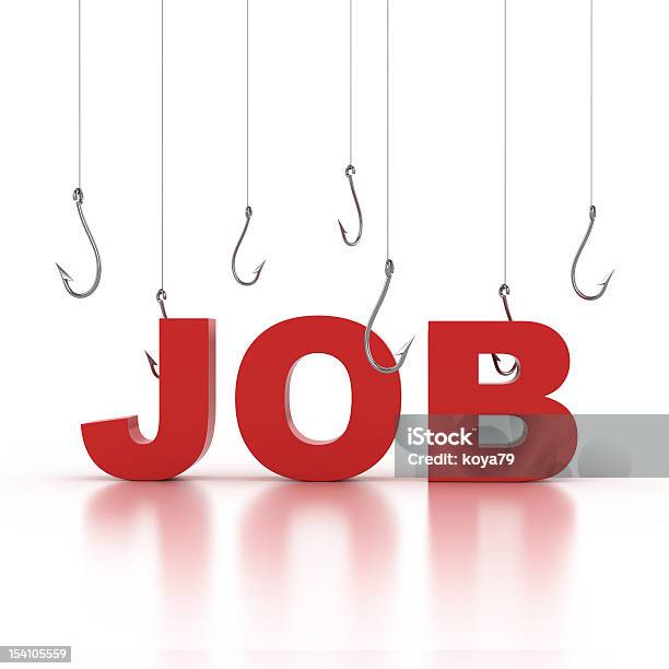 Fishhooks Fishing For Red Word Job Stock Photo - Download Image Now - Catching, Choice, Choosing