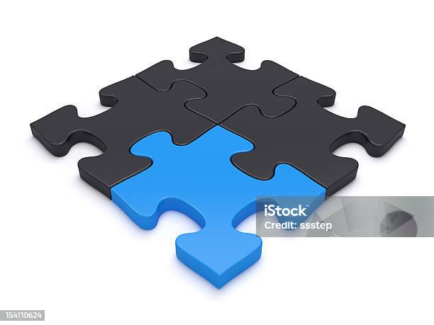 Foto de Puzzle Solução Simples e mais fotos de stock de Figura para recortar - Figura para recortar, Pedaço de Quebra-cabeça, Azul