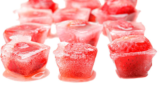 istock Three rows of strawberries in ice 154112806
