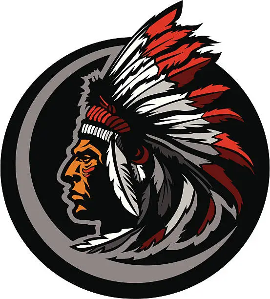 Vector illustration of American Native Indian Chief Mascot Head Vector Graphic