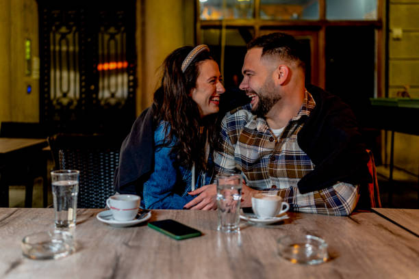 istock Young couple enjoying quality time together over coffee 1541145914